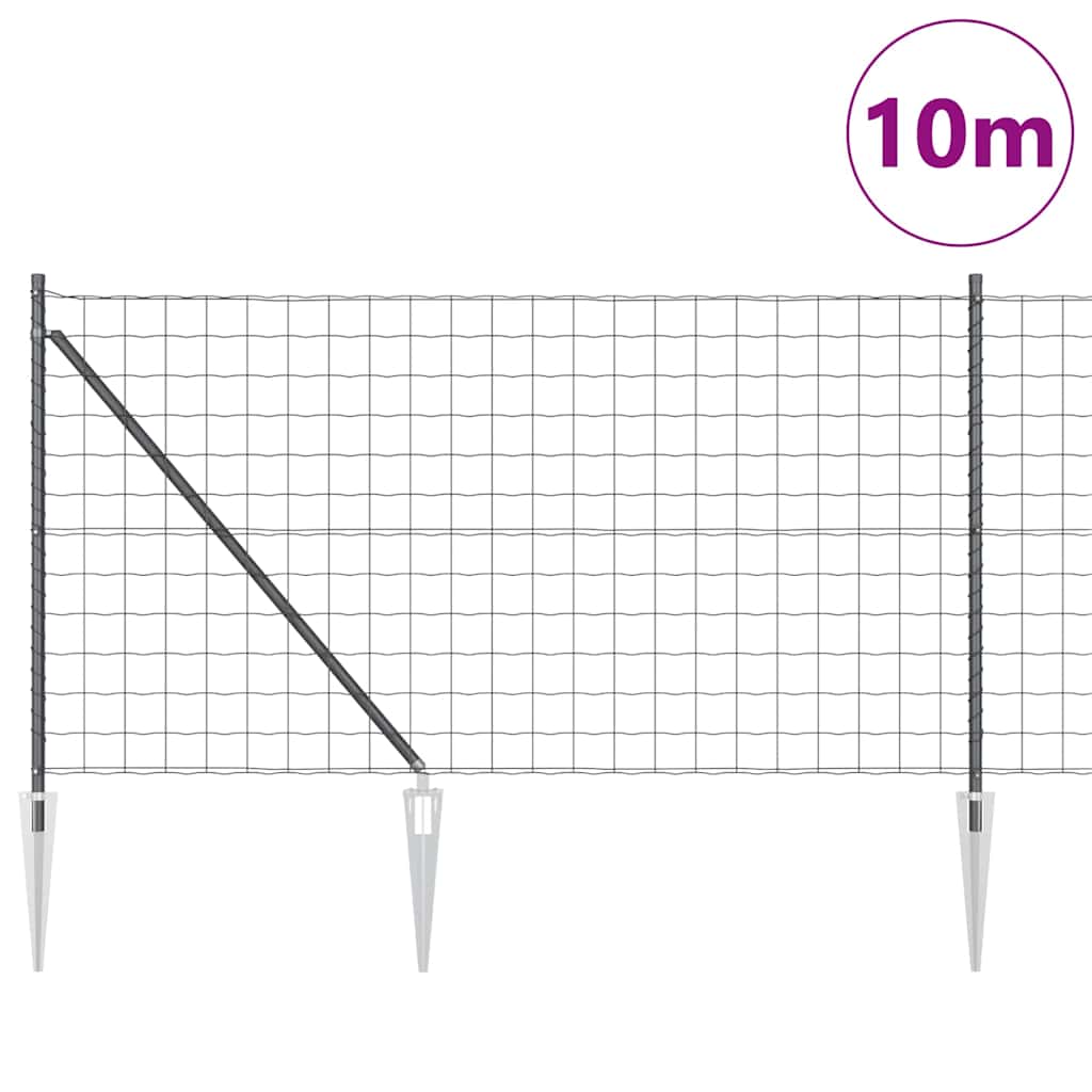 Vidaxl hek met paal grijs 1 x 10 m staal