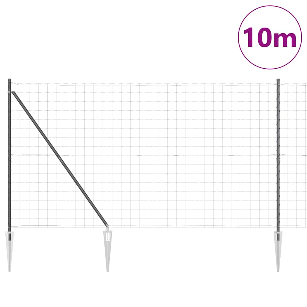Vidaxl hek met paal grijs 1,5 x 10 m staal