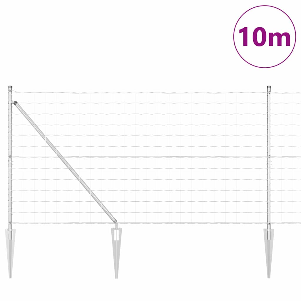 Vidaxl hek met paal zilver 1,2 x 10 m staal