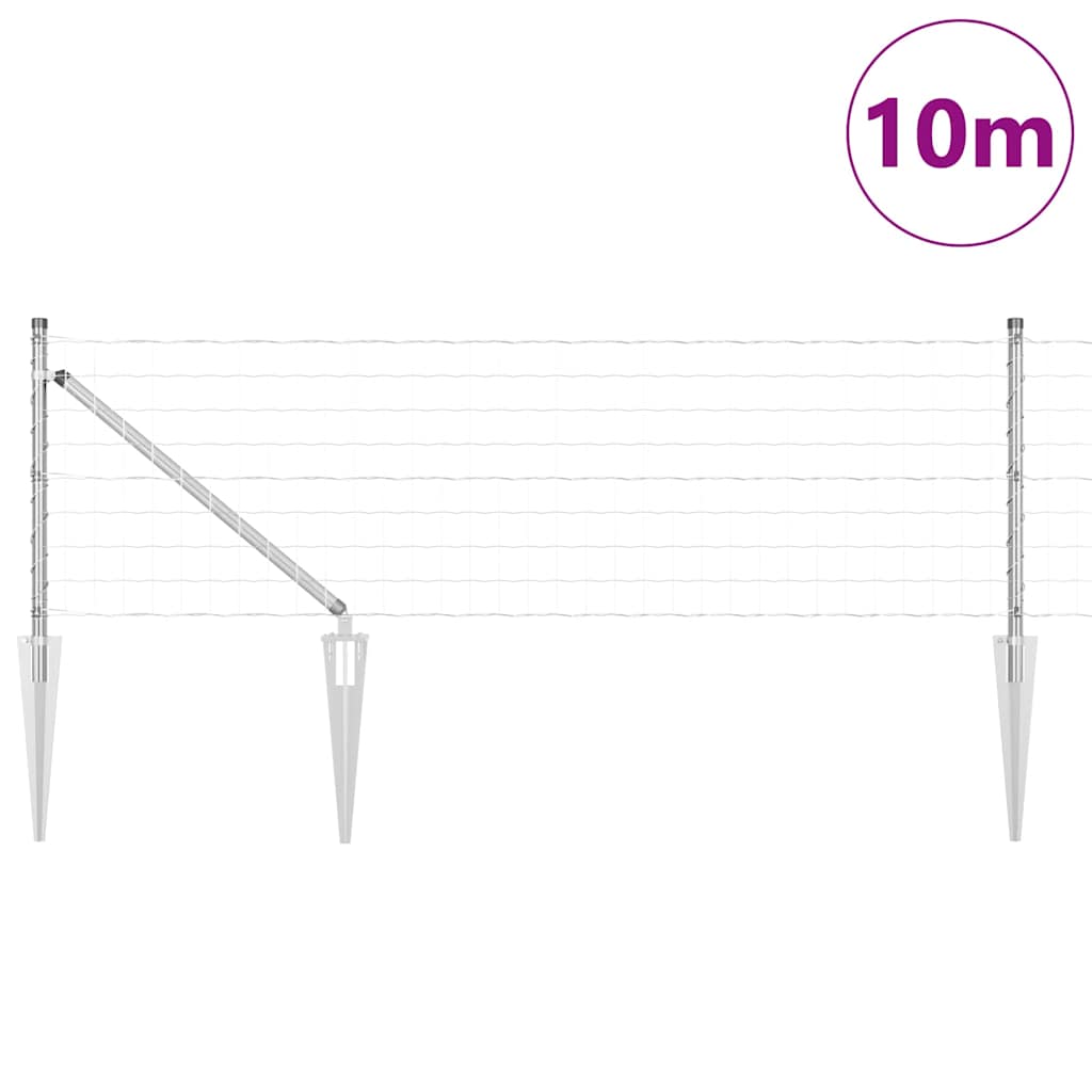 Vidaxl hek met paal zilver 0,6 x 10 m staal