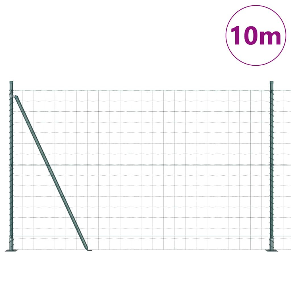 Vidaxl hek met paal groen 1,4 x 10 m staal en pvc