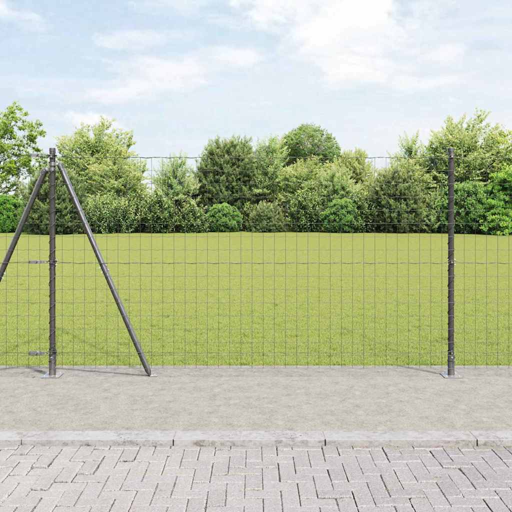 Vidaxl hek met paal grijs 1,2 x 10 m staal