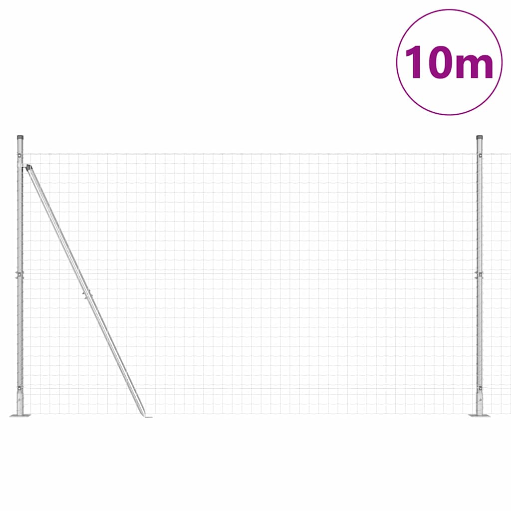 Vidaxl hek met paal zilver 1,4 x 10 m staal