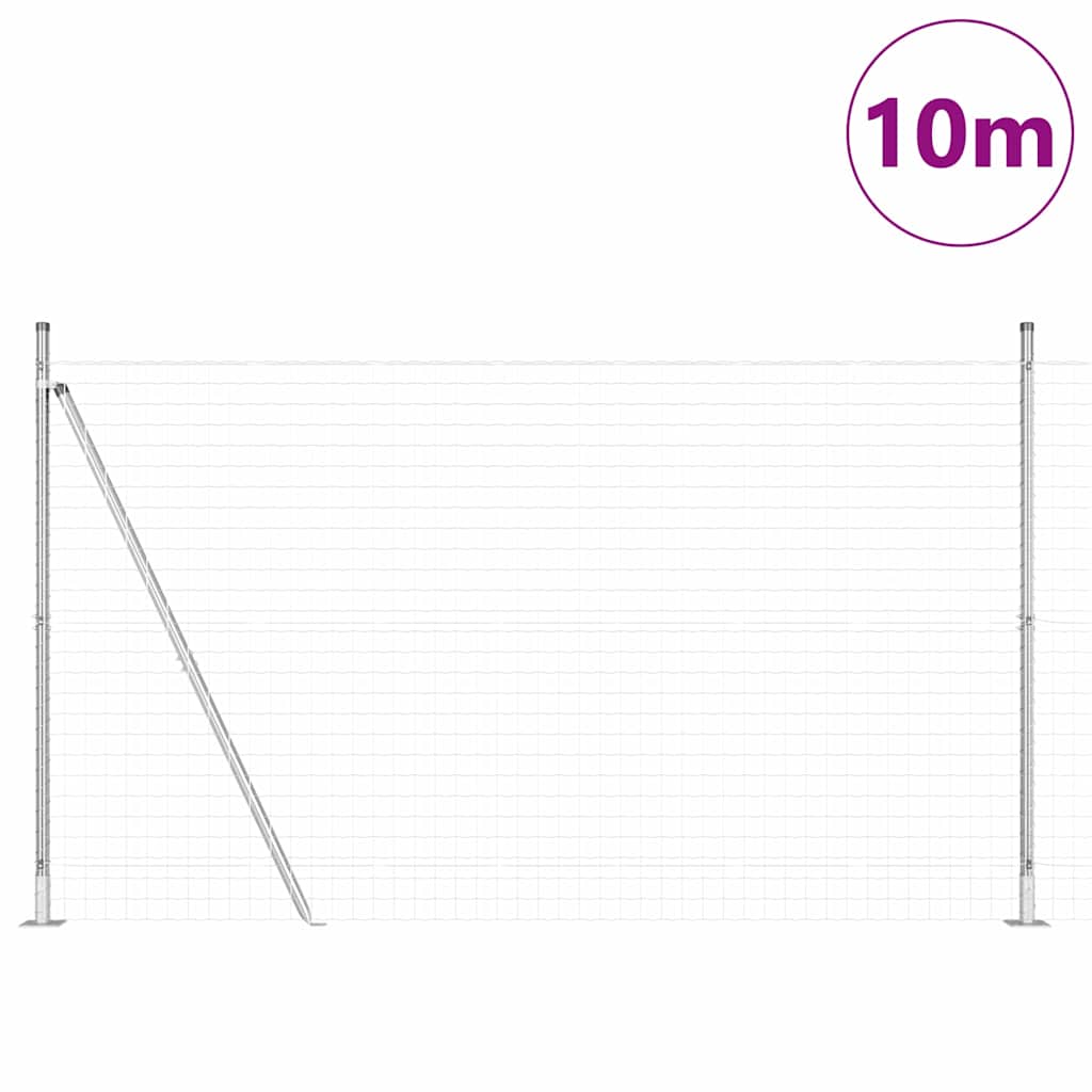 Vidaxl hek met paal zilver 1,5 x 10 m staal
