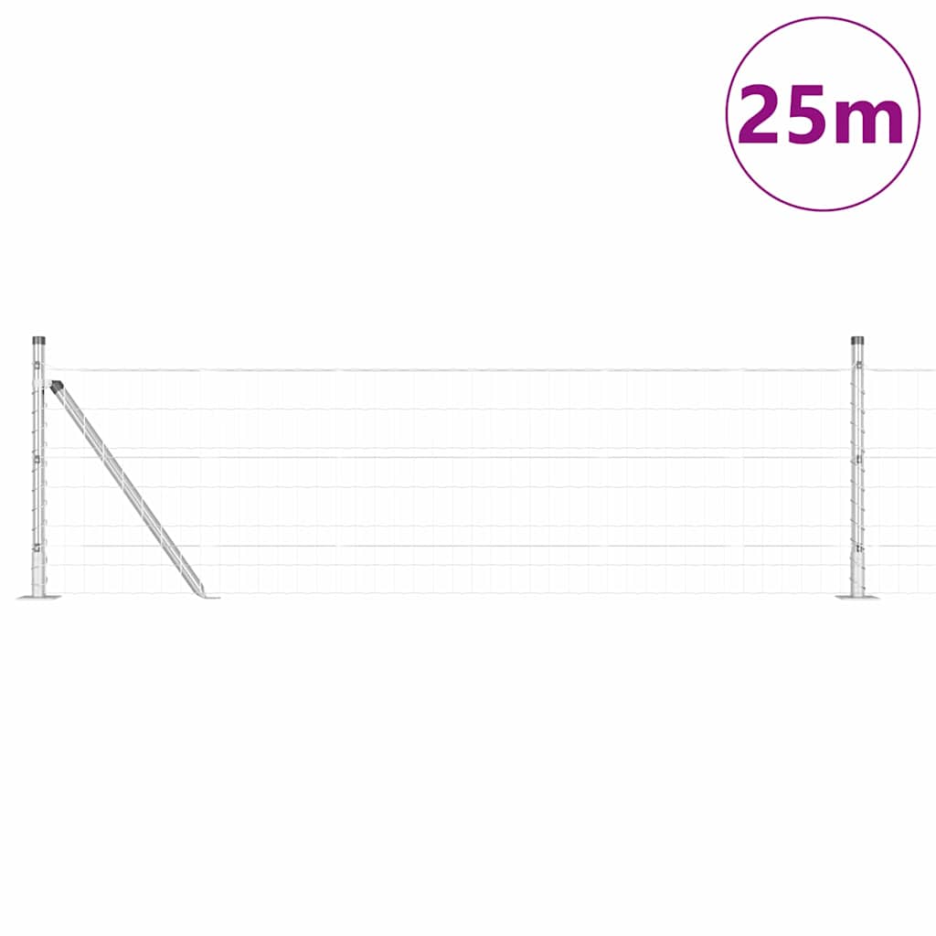 Vidaxl hek met paal zilver 0,4 x 25 m staal