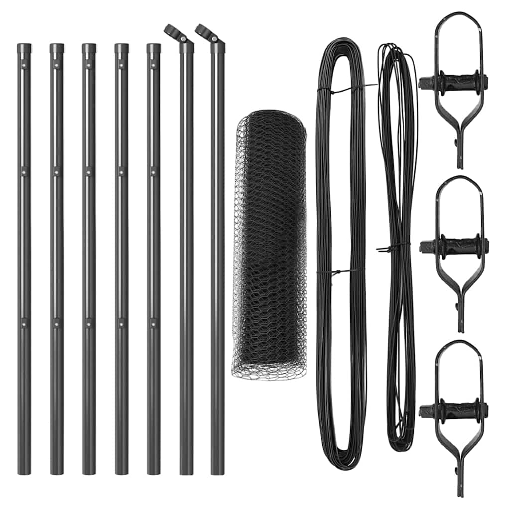 Vidaxl afrasteringspaal grijs 10 x 0,6 m (13 mm gaas) staal en pvc