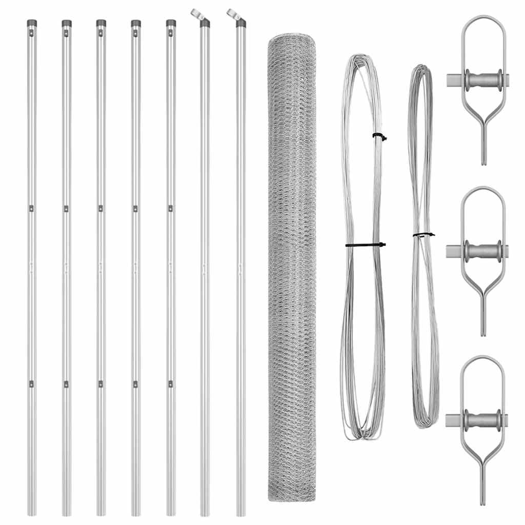 Vidaxl afrasteringspaal zilver 10 x 1,6 m (13 mm gaas) staal