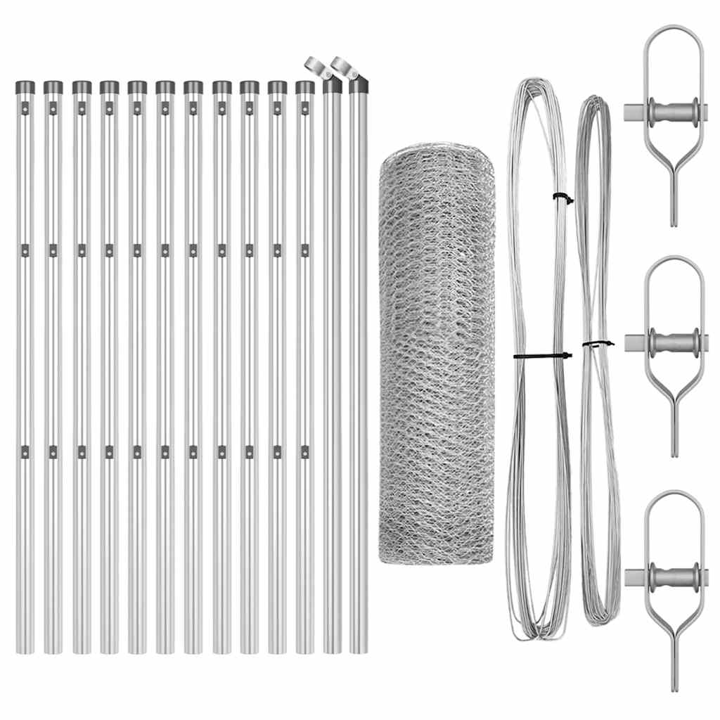Vidaxl afrasteringspaal zilver 25 x 0,6 m (25 mm gaas) staal