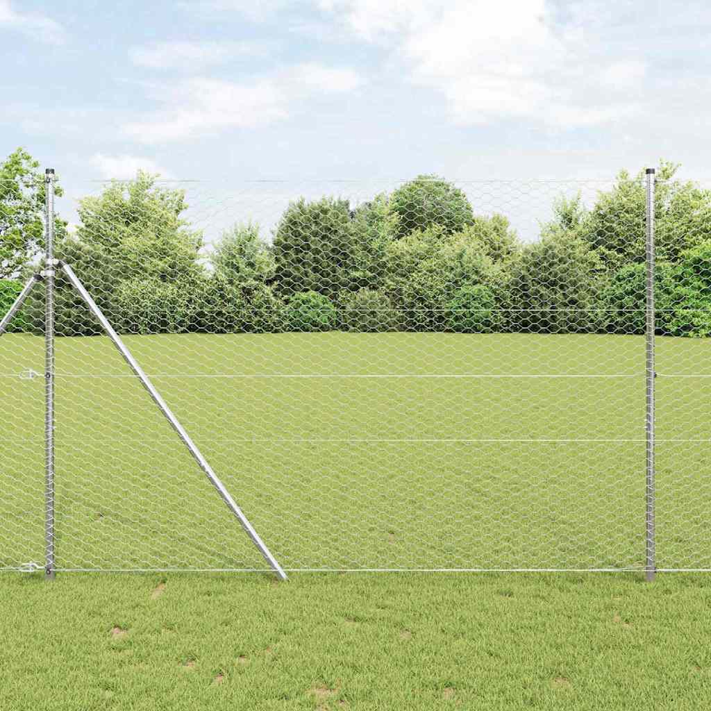 Vidaxl afrasteringspaal zilver 25 x 1,5 m (36 mm gaas) staal