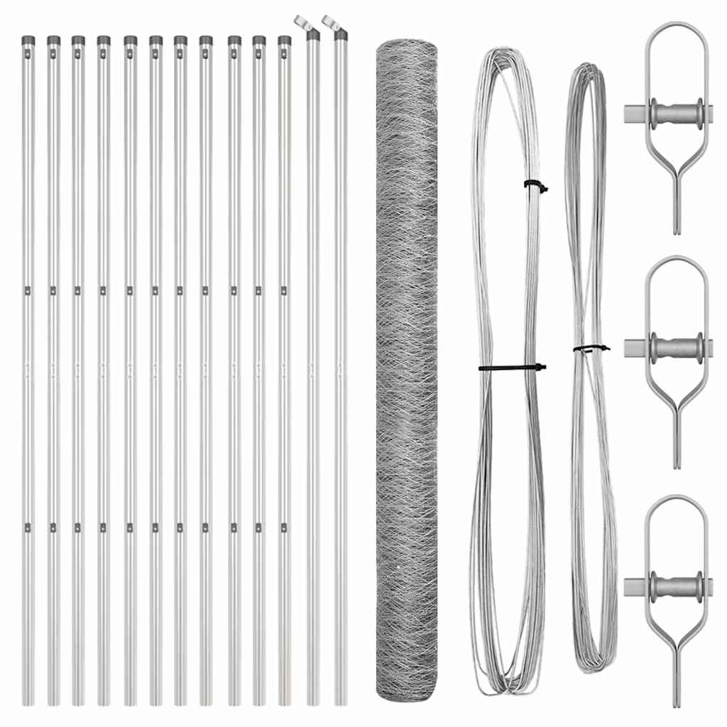 Vidaxl afrasteringspaal zilver 25 x 1,5 m (36 mm gaas) staal