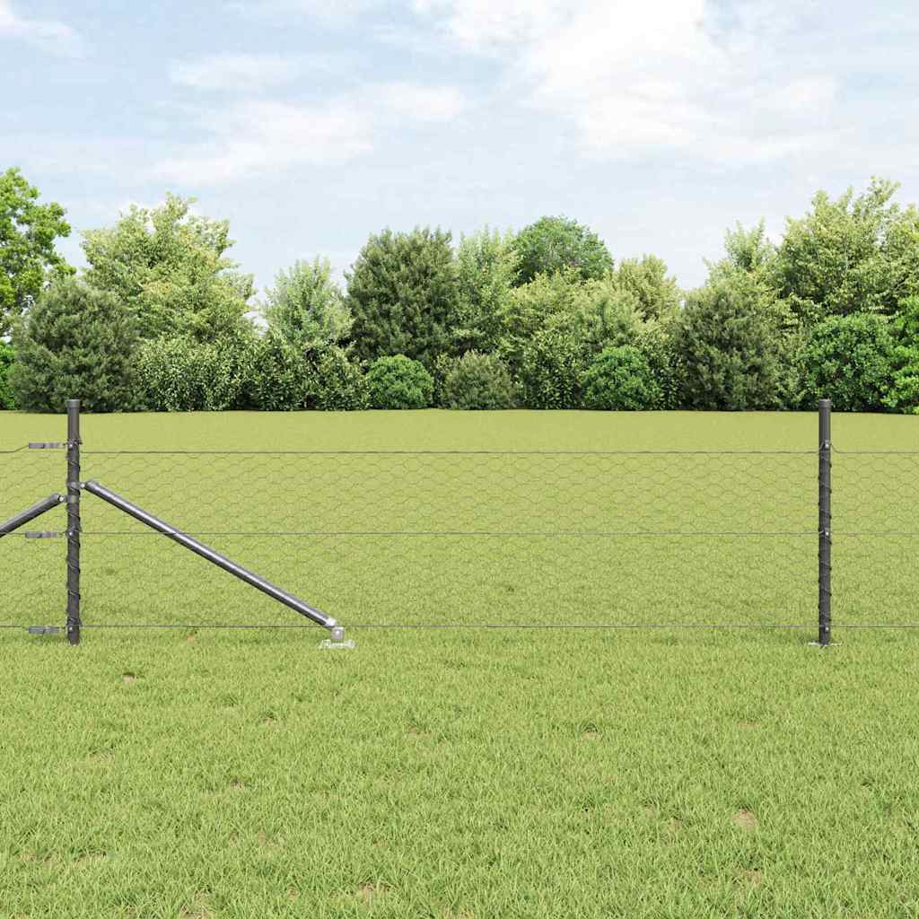 Vidaxl afrasteringspaal grijs 25 x 0,5 m (36 mm gaas) staal