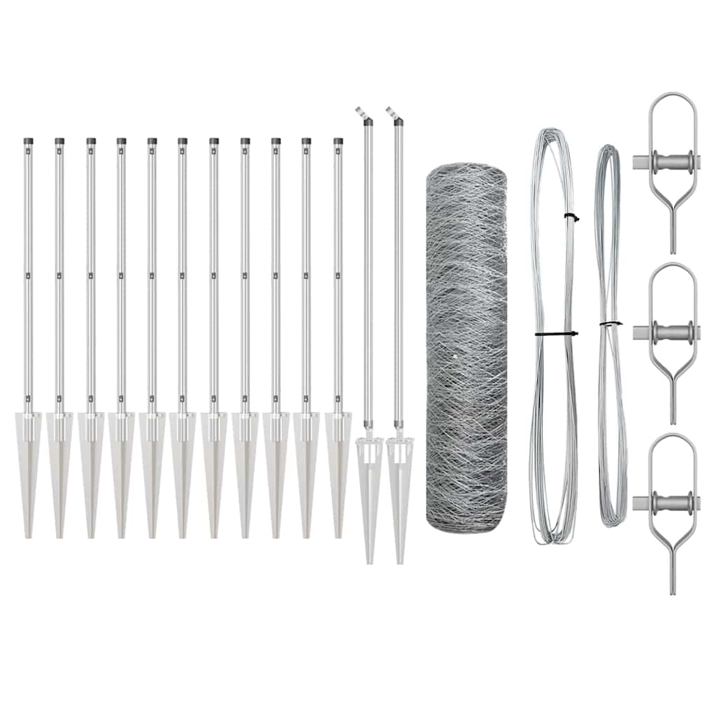 Vidaxl afrasteringspaal zilver 10 x 0,4 m (50 mm mesh) staal
