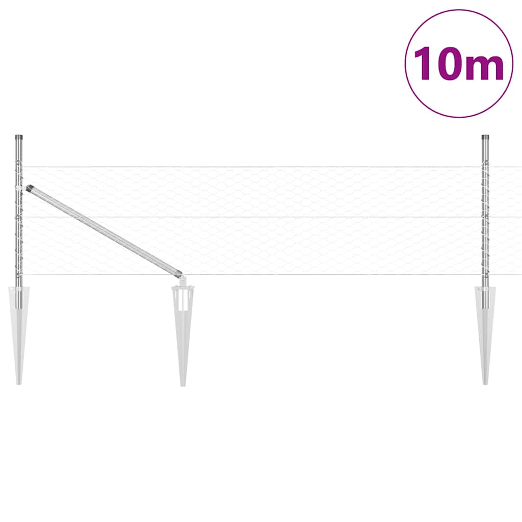 Vidaxl afrasteringspaal zilver 10 x 0,5 m (36 mm gaas) staal