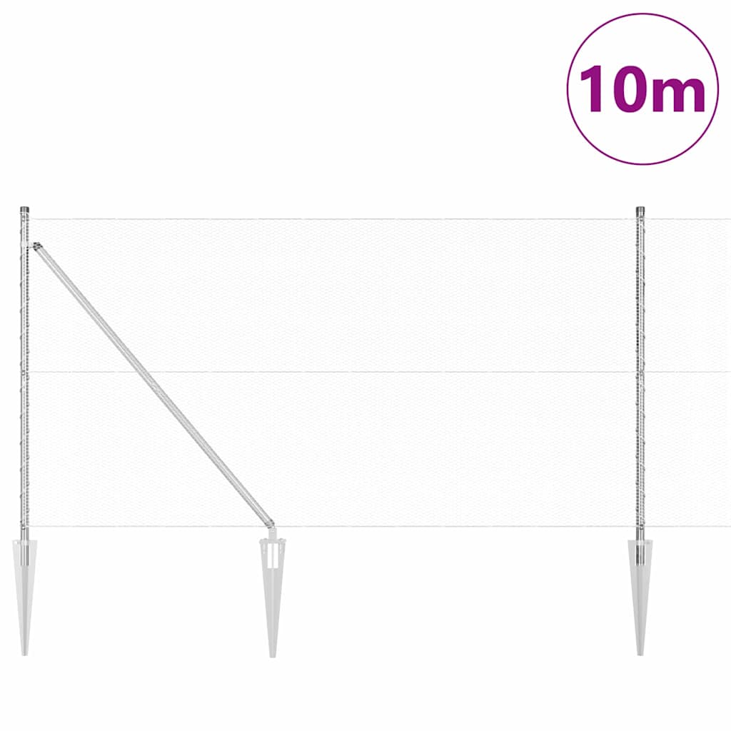 Vidaxl afrasteringspaal zilver 10 x 1,4 m (13 mm gaas) staal