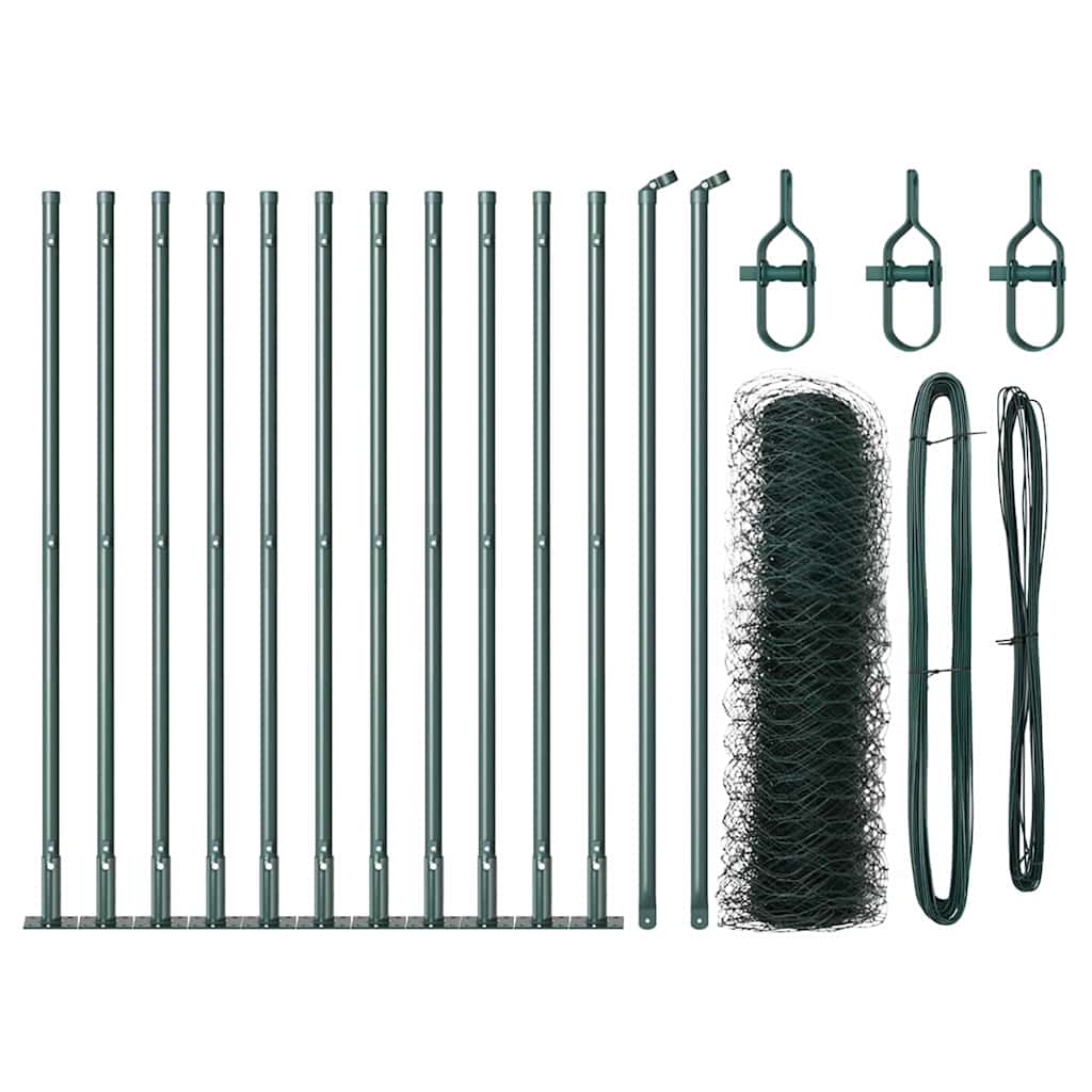 Vidaxl afrasteringspaal groen 25 x 0,4 m (50 mm gaas) staal en pvc
