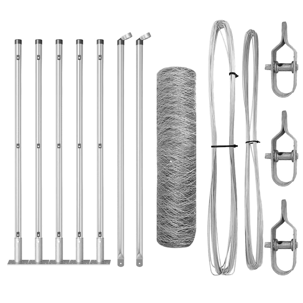 Vidaxl afrasteringspaal zilver 10 x 0,6 m (50 mm gaas) staal