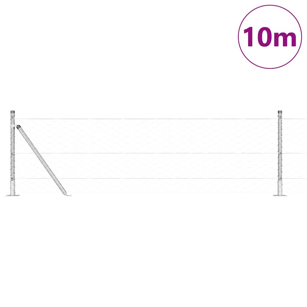 Vidaxl afrasteringspaal zilver 10 x 0,6 m (50 mm gaas) staal
