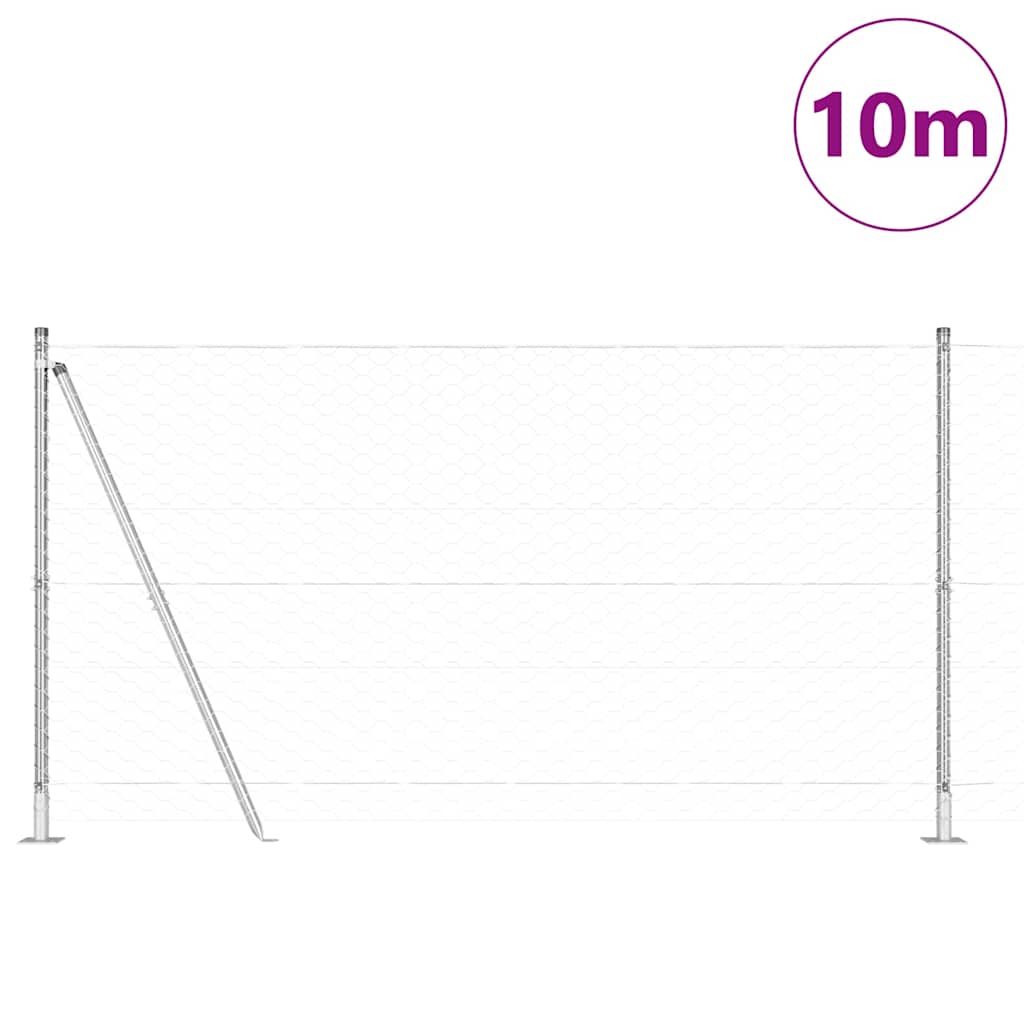 Vidaxl afrasteringspaal zilver 10 x 1,2 m (50 mm gaas) staal