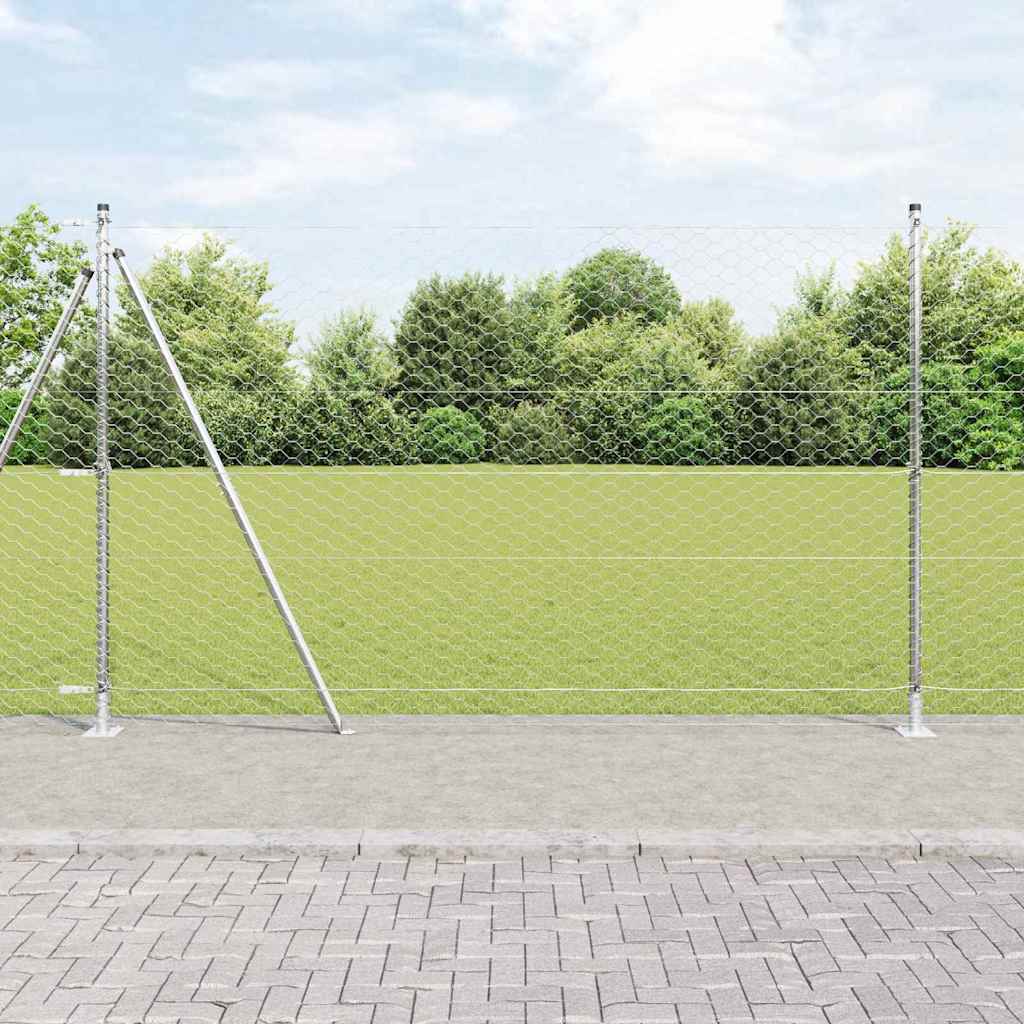Vidaxl afrasteringspaal zilver 10 x 1,4 m (50 mm gaas) staal