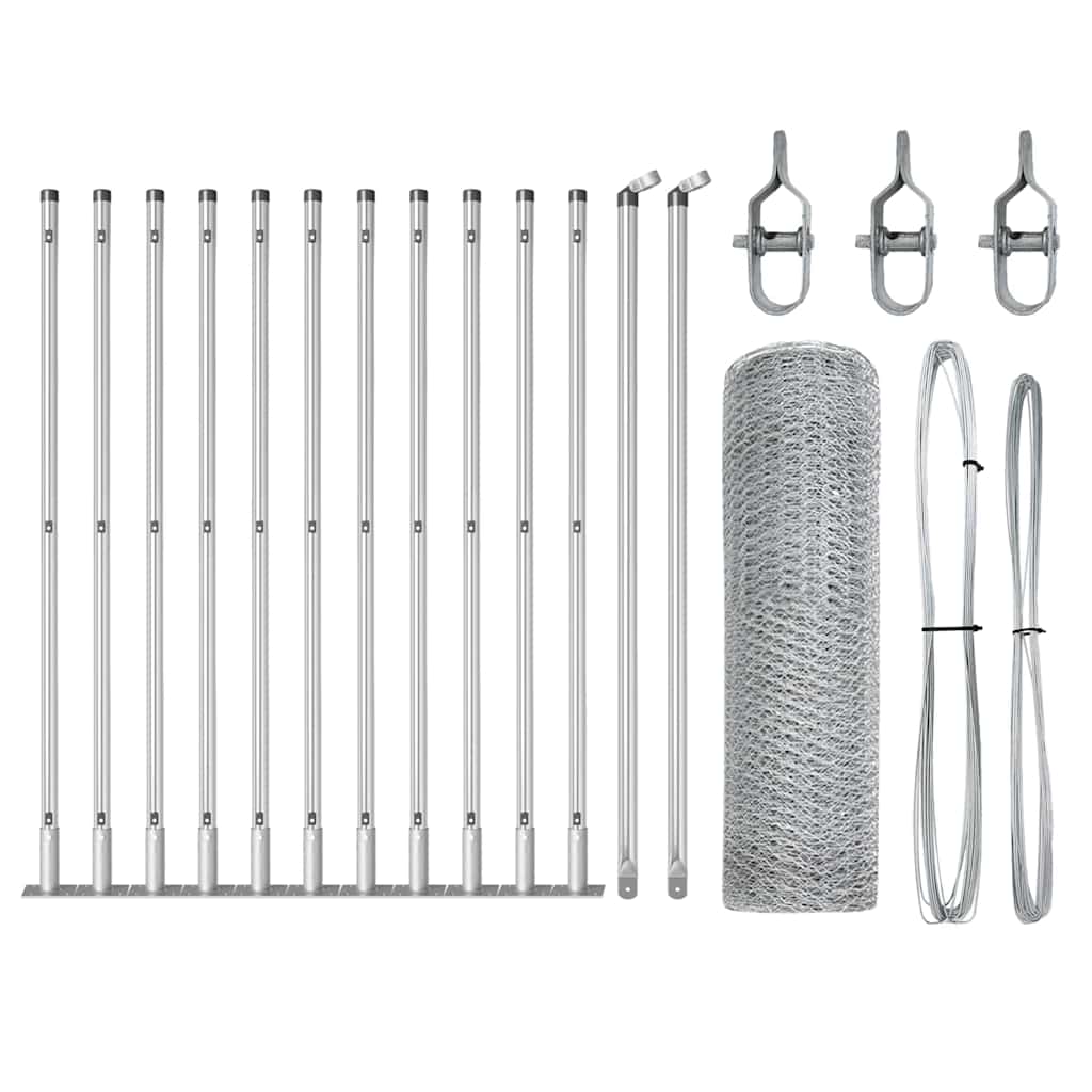 Vidaxl afrasteringspaal zilver 25 x 0,6 m (25 mm gaas) staal