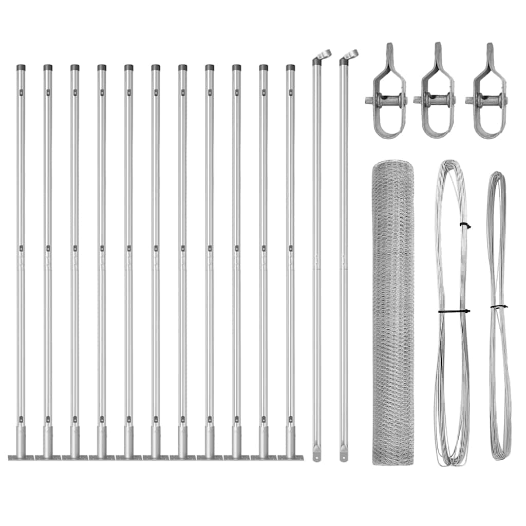 Vidaxl afrasteringspaal zilver 25 x 0,8 m (13 mm gaas) staal