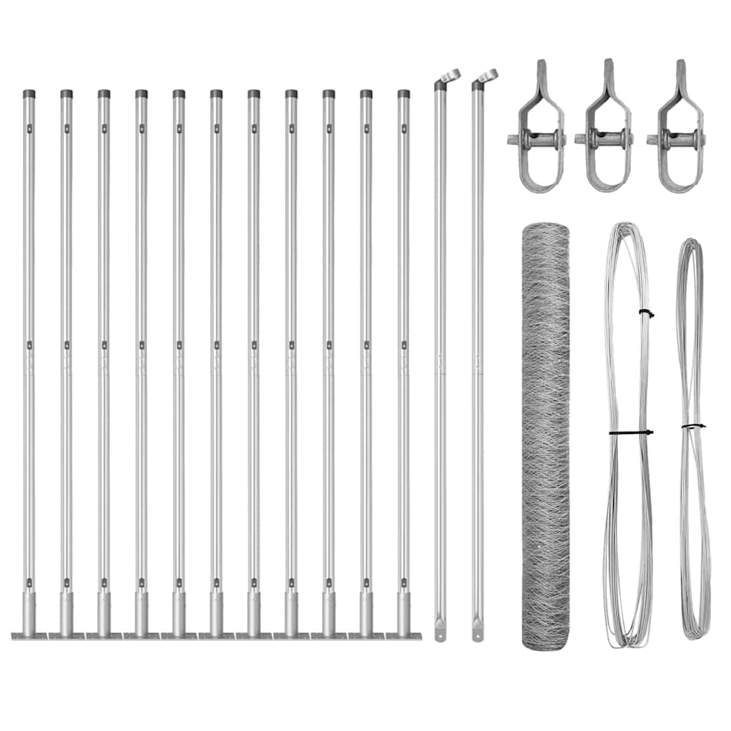 Vidaxl afrasteringspaal zilver 25 x 1,2 m (50 mm gaas) staal