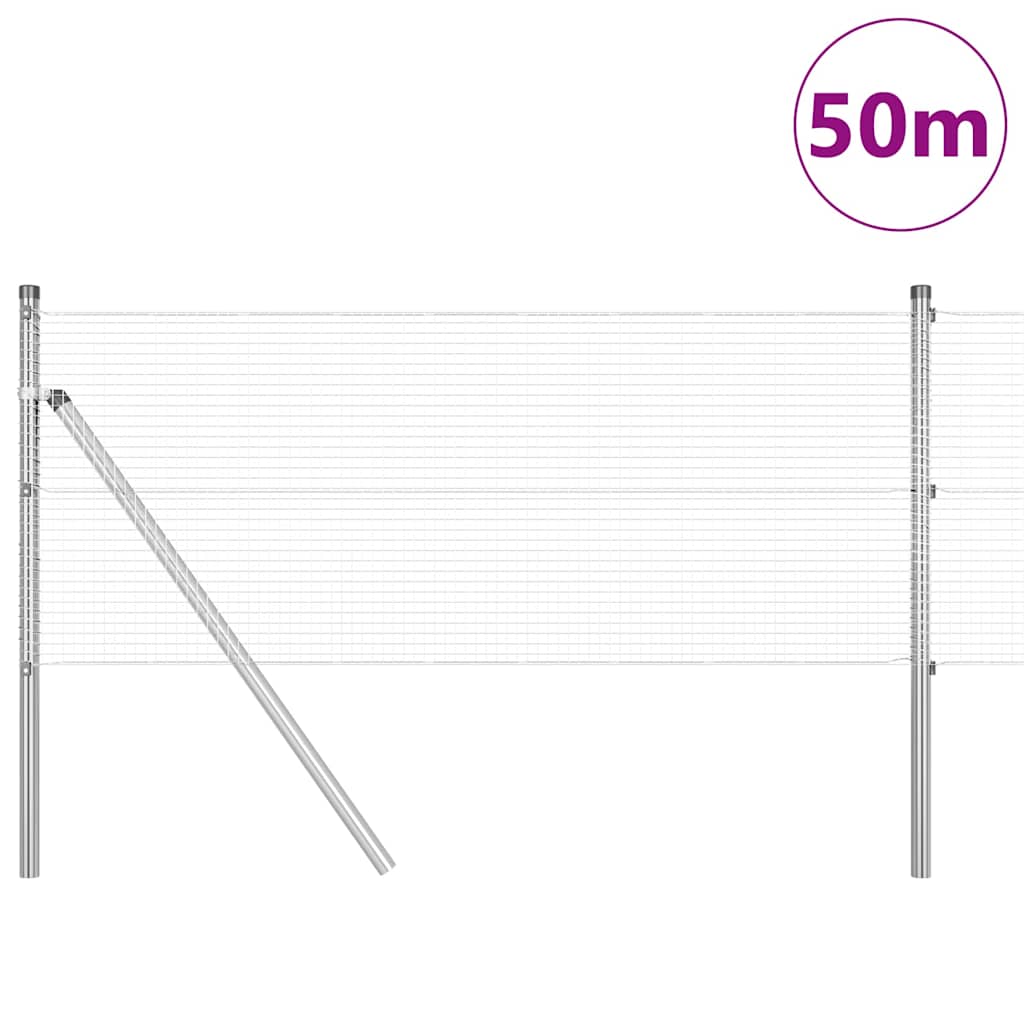 Vidaxl afrasteringspaal zilver 50 x 0,4 m (16 x 16 mm gaas) staal