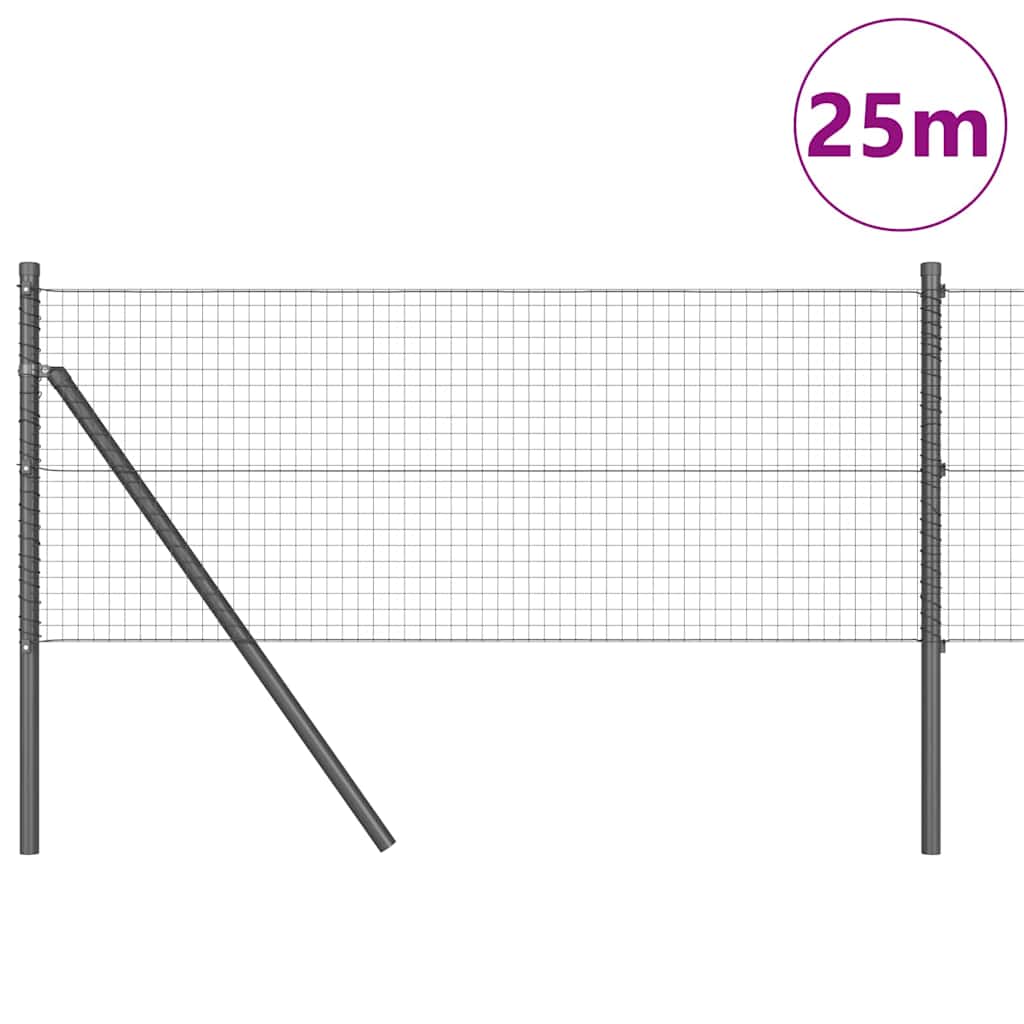 Vidaxl afrasteringspaal grijs 25 x 0,8 m (25 x 25 mm gaas)