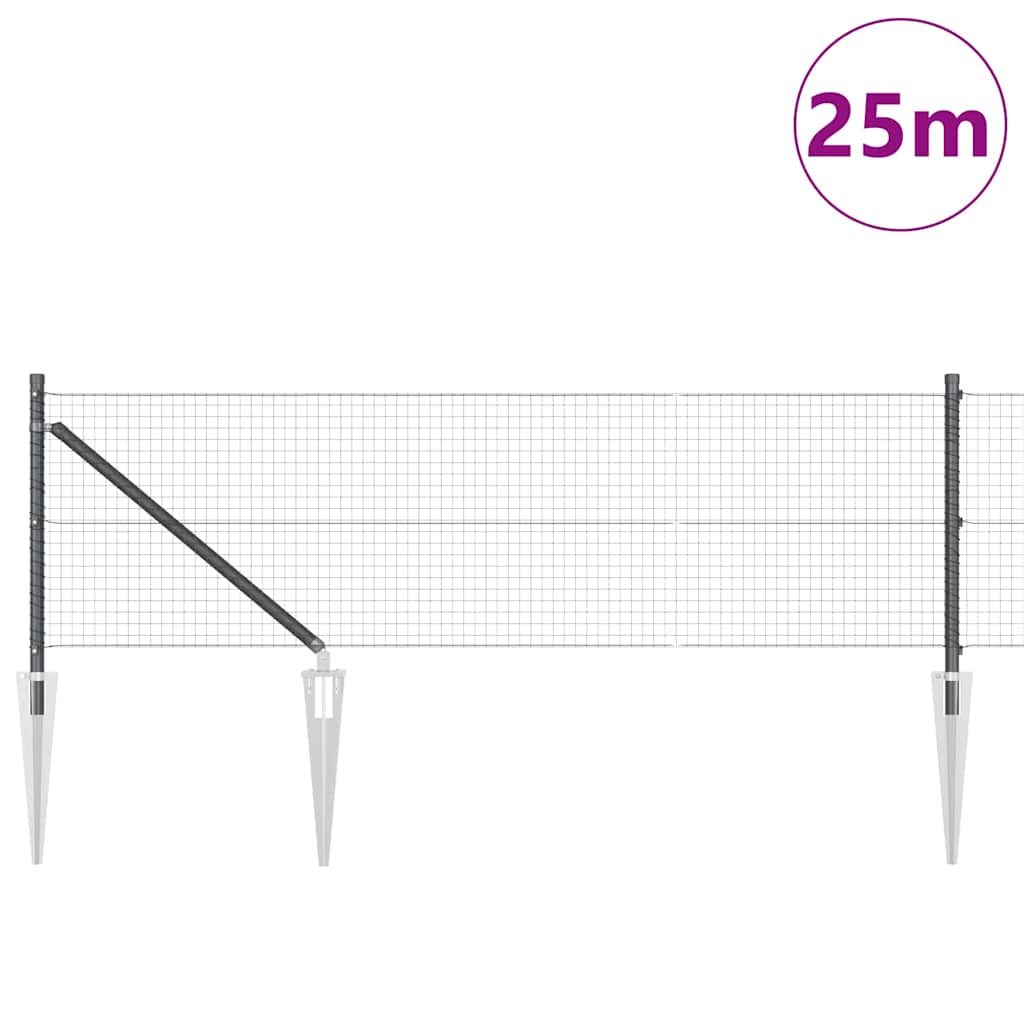 Vidaxl afrasteringspaal grijs 25 x 0,4 m (25 x 25 mm gaas)