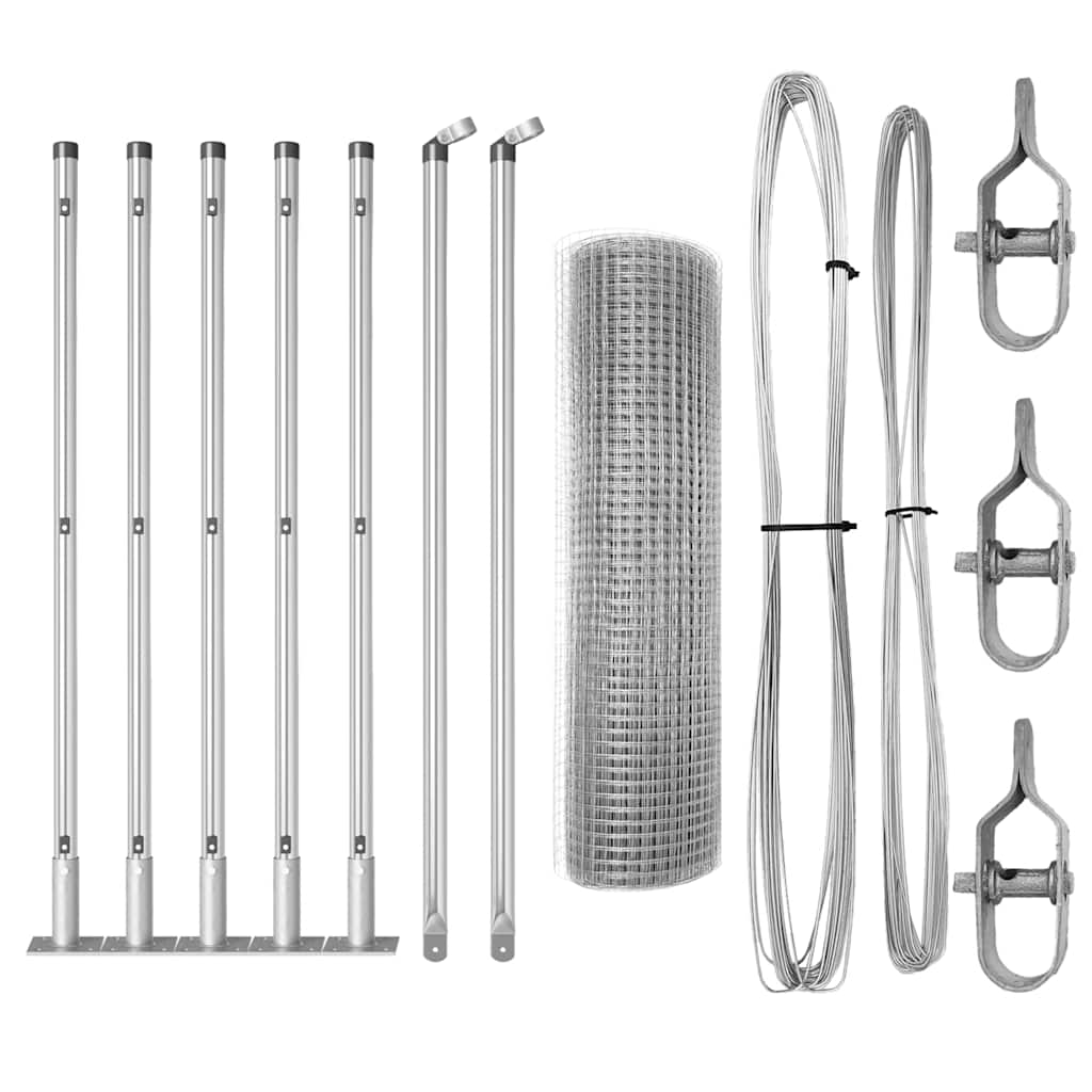 Vidaxl afrasteringspaal zilver 10 x 0,4 m (25 x 25 mm gaas) staal