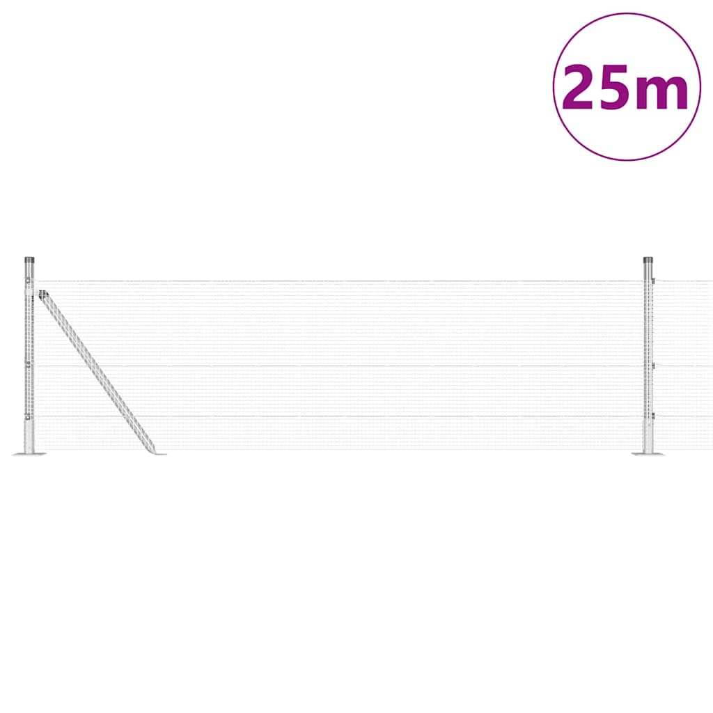 Vidaxl afrasteringspaal grijs 25 x 0,5 m (12 x 12 mm gaas) staal