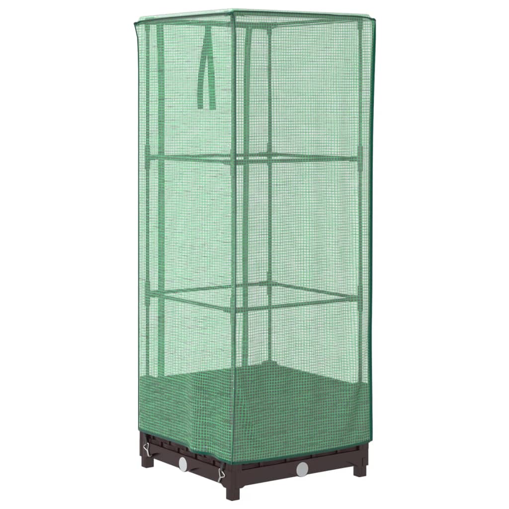Vidaxx Pflanzgefäß erhöht mit Gewächshausabdeckung 40x40x123 cm Rattanoptik