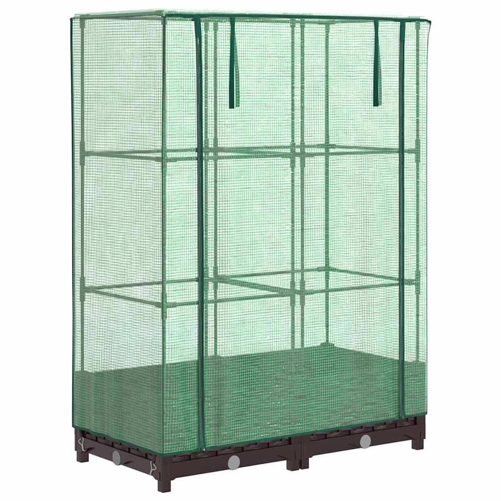 Vidaxx Pflanzkübel erhöht mit Gewächshausabdeckung 80x40x123 cm Rattanoptik