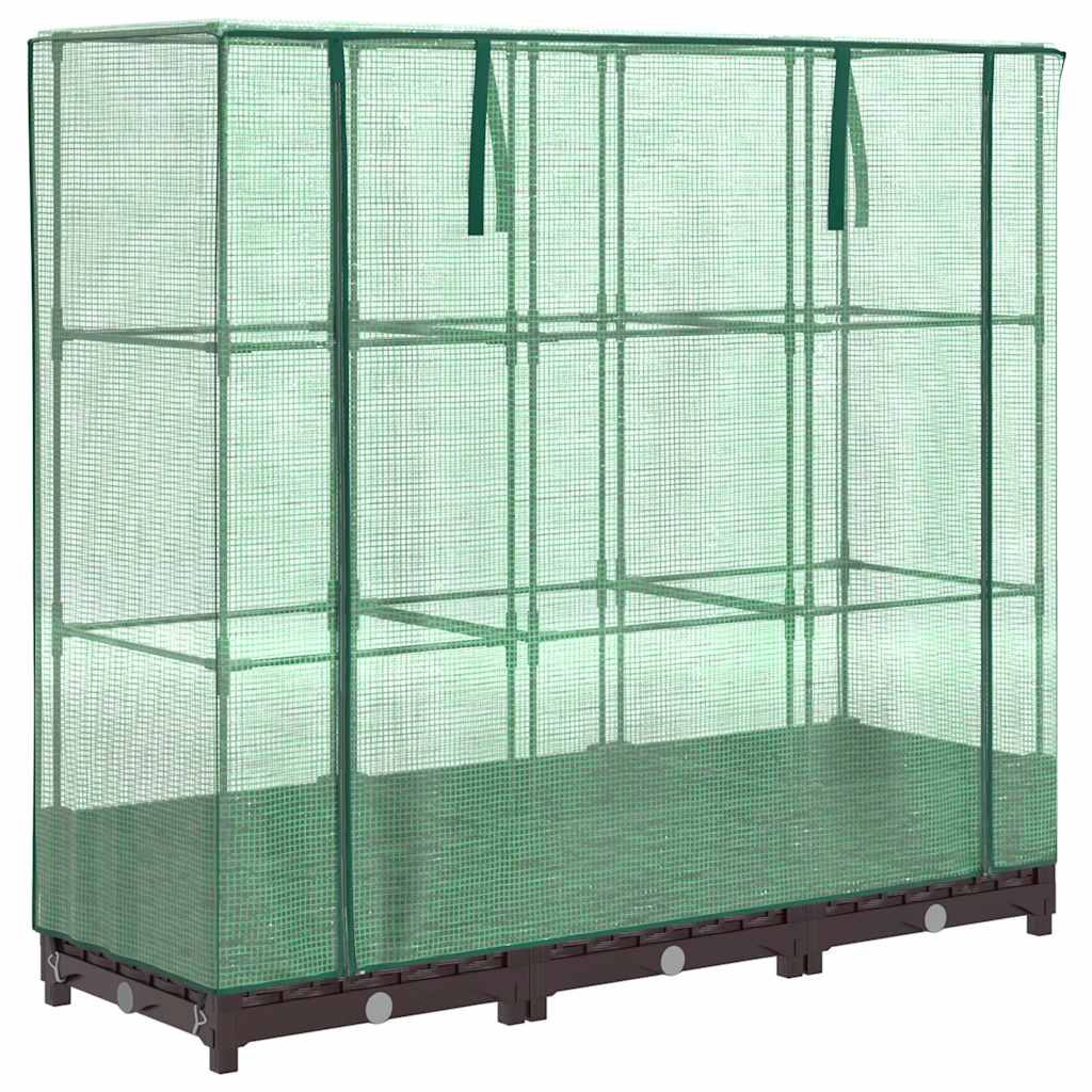 Vidaxx Pflanzkübel erhöht mit Gewächshausabdeckung 120x40x123 cm Rattanoptik