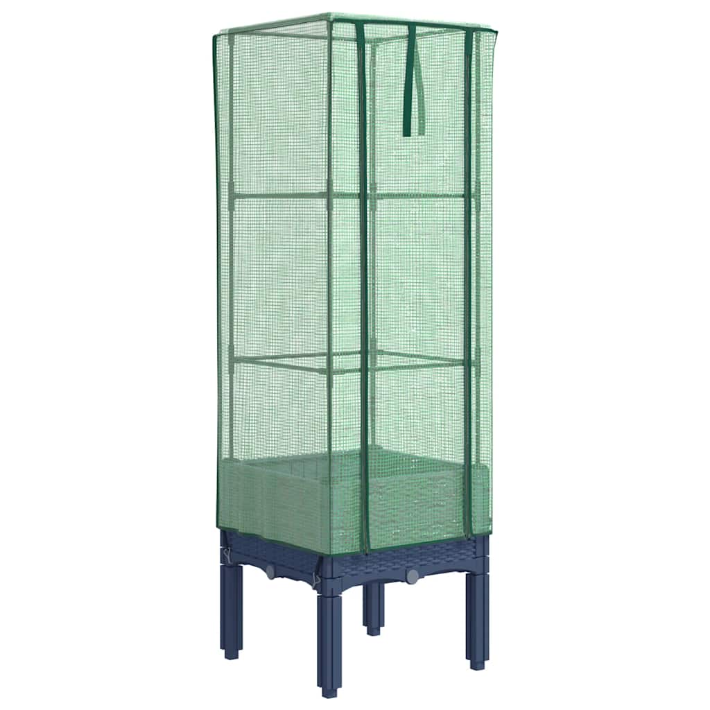 Vidaxx Pflanzkübel erhöht mit Gewächshausabdeckung 40x40x140 cm Rattanoptik