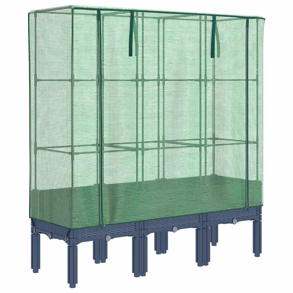 Vidaxx Pflanzkübel erhöht mit Gewächshausabdeckung 120x40x140 cm Rattanoptik
