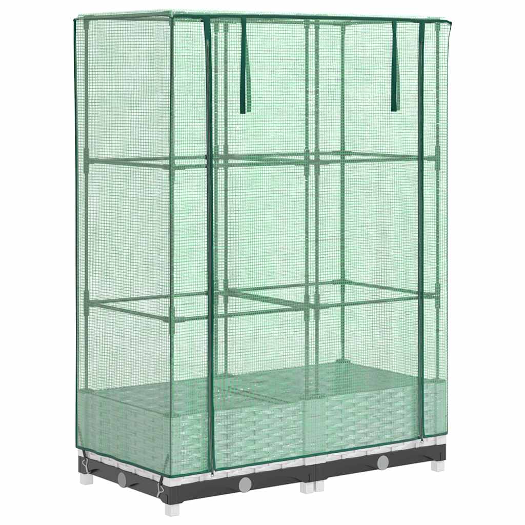 Vidaxx Pflanzkübel erhöht mit Gewächshausabdeckung 80x40x123 cm Rattanoptik