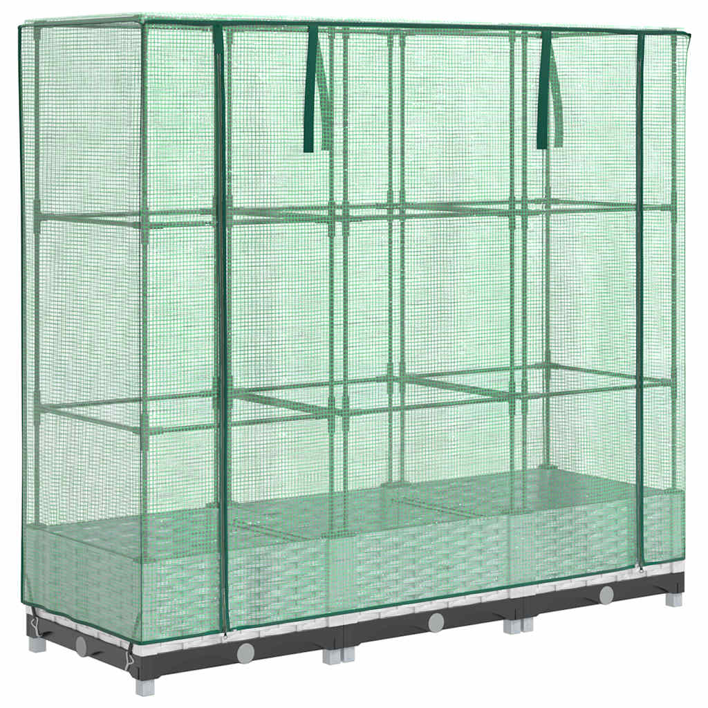 Vidaxx Pflanzkübel erhöht mit Gewächshausabdeckung 120x40x123 cm Rattanoptik