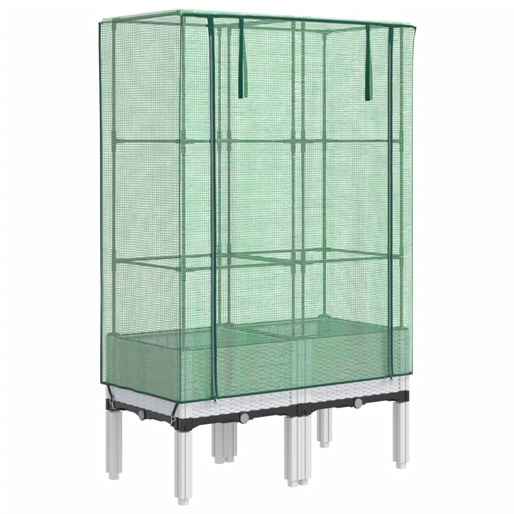 VidaXL Pflanzkübel erhöht mit Gewächshausabdeckung 80x40x140 cm Rattanoptik