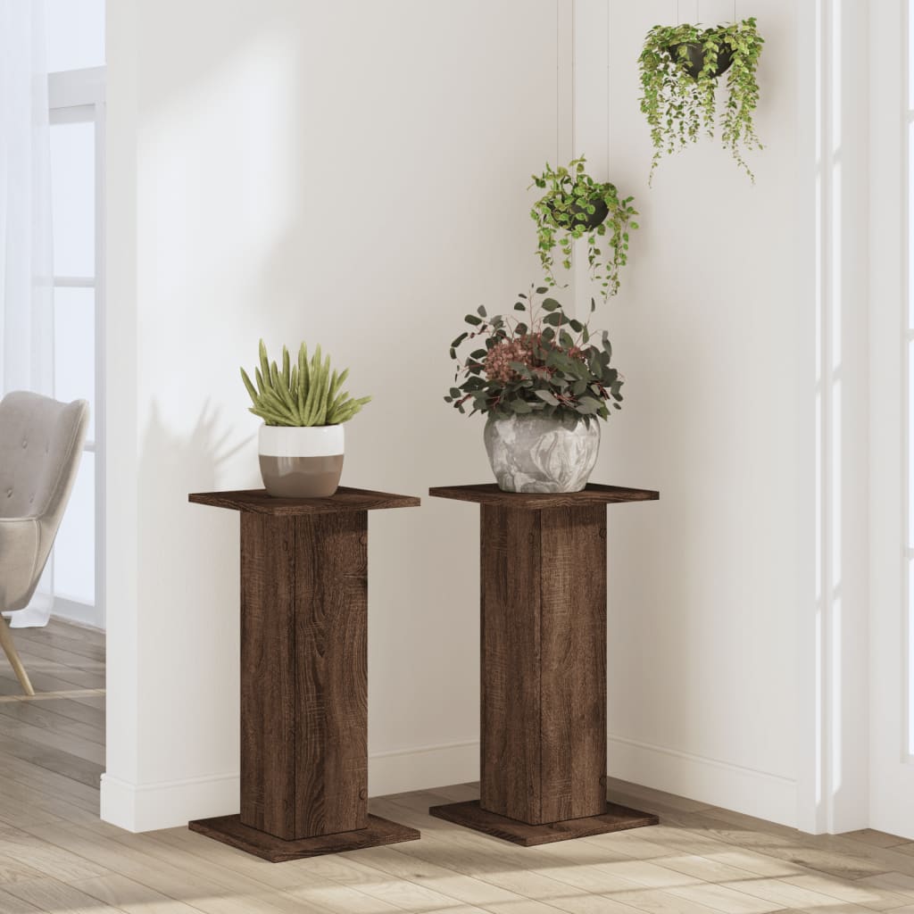 VidaXL Pflanzenständer 2 Stück 30x30x60 cm Holzwerkstoff braune Eiche