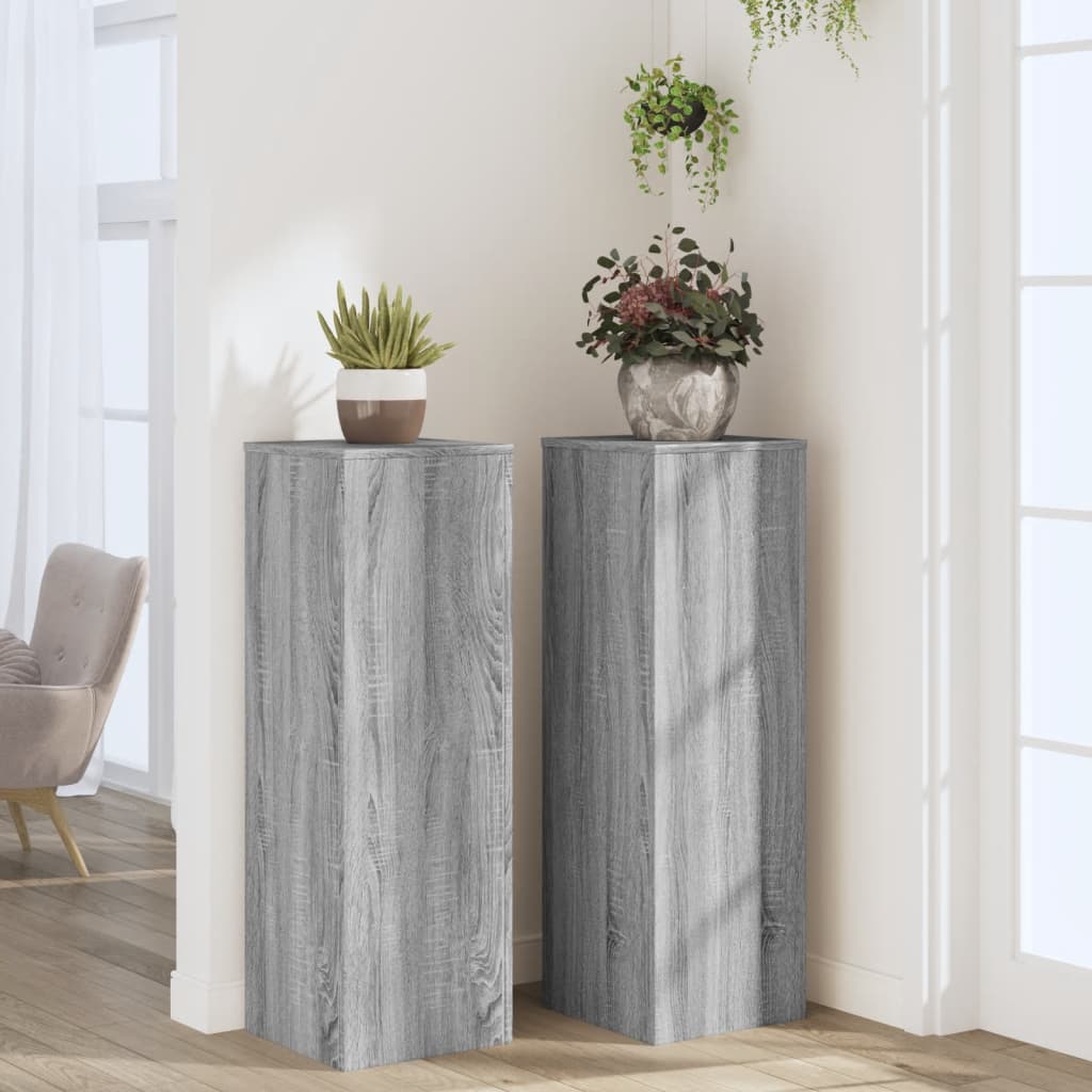 VidaXL Pflanzenständer 2 Stk. 33 x 33 x 100 cm, Holzwerkstoff, Sonomagrau