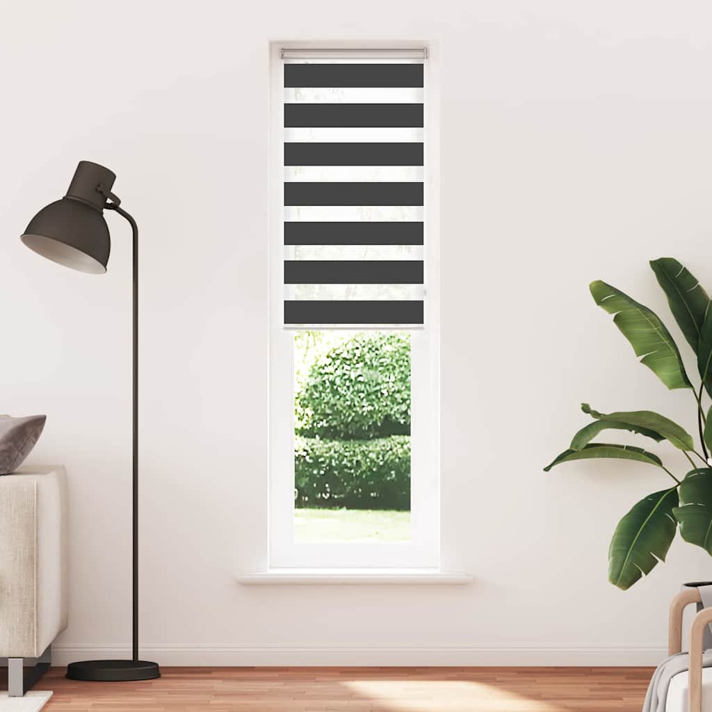 VidaXL Zebra-Rollo 55x200 cm Stoffbreite 50,9 cm Schwarz
