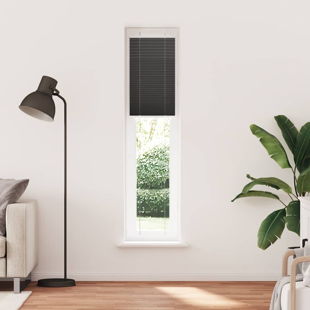 Vidaxl plissé rolgordijn 45x200 cm stofbreedte 44,4 cm polyester zwart