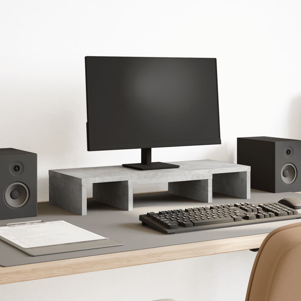 Vidaxx Monitorständer verstellbar 60x24x10,5 cm Holz Betongrau