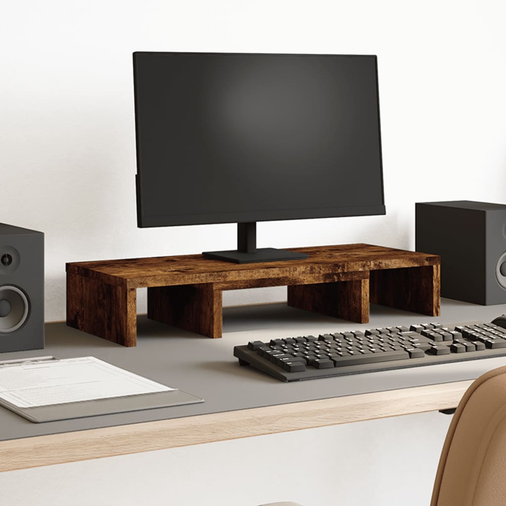 Vidaxx Monitorständer verstellbar 60x24x10,5 cm Holz geräucherte Eiche