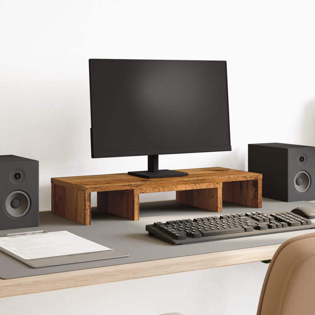 Vidaxx verstellbarer Monitorständer 60x24x10,5 cm Holz, altholzfarben