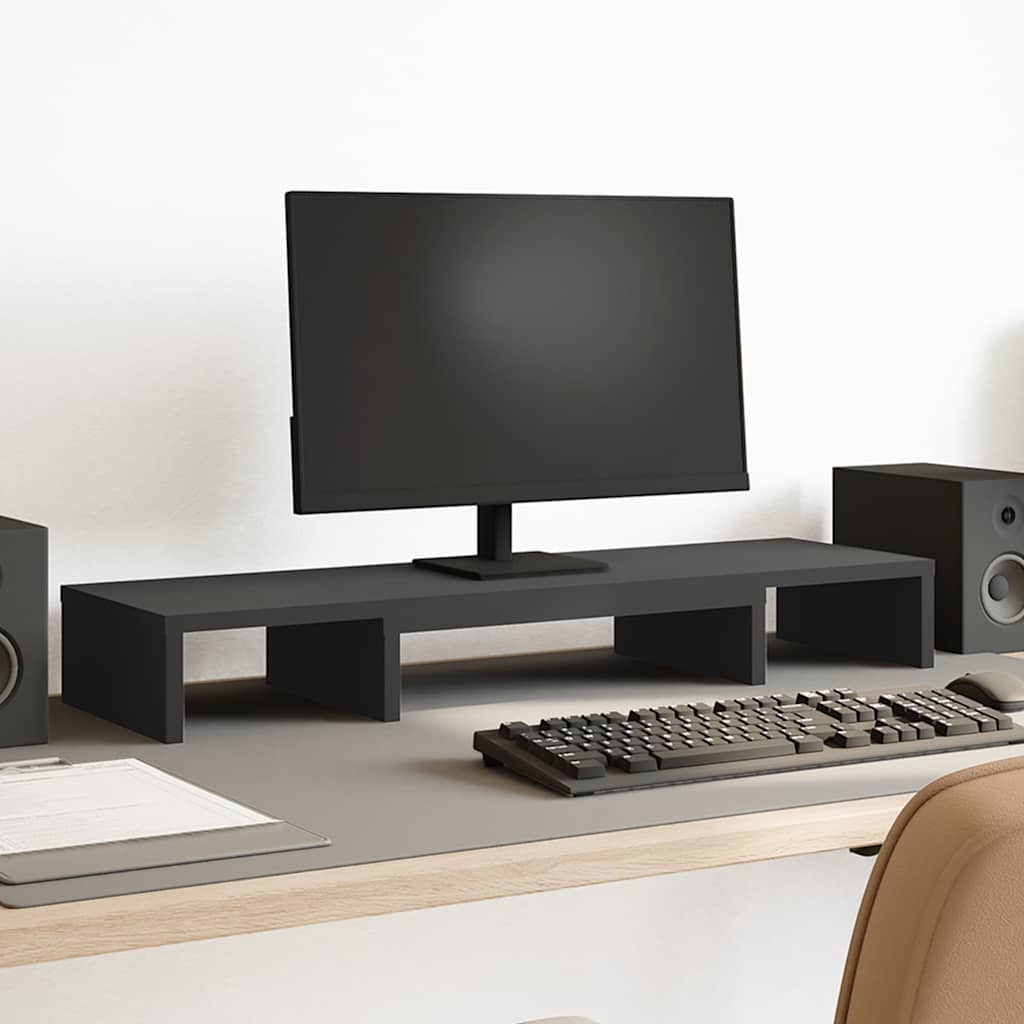 VidaXL Monitorständer verstellbar 80x24x10,5 cm verarbeitetes Holz schwarz