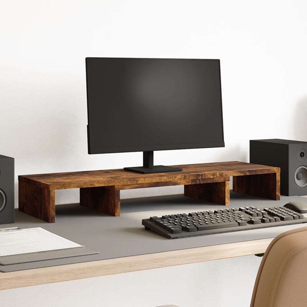 Vidaxx Monitorständer verstellbar 80x24x10,5 cm Holz geräucherte Eiche