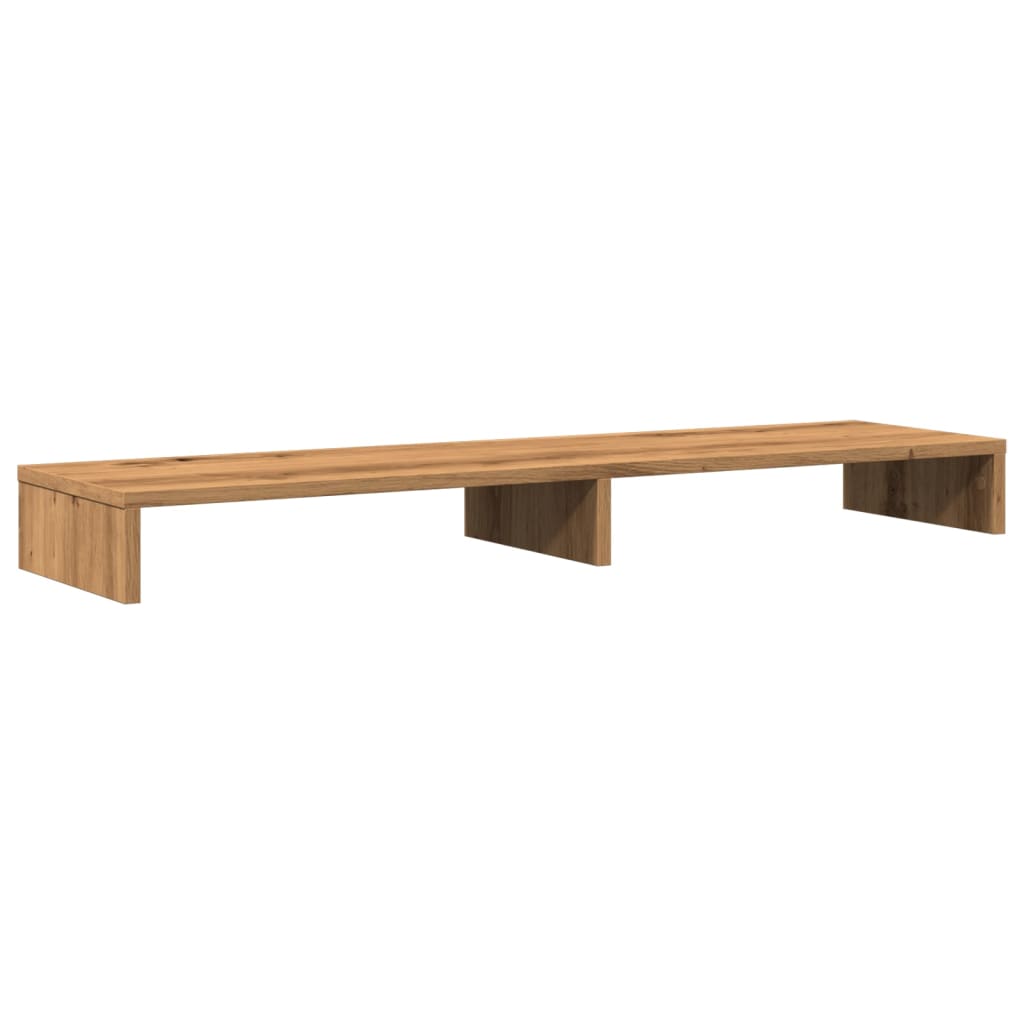 VidaXL Monitorständer 100 x 27 x 10 cm, handgefertigtes Holz, handgefertigte Eiche