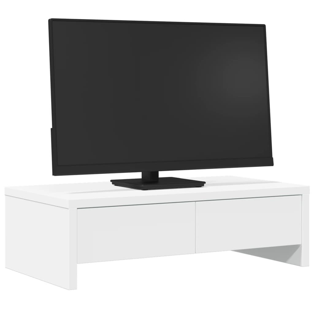 Vidaxxl Monitorständer mit Schubladen 50x27x15 cm, lackiertes Holz weiß